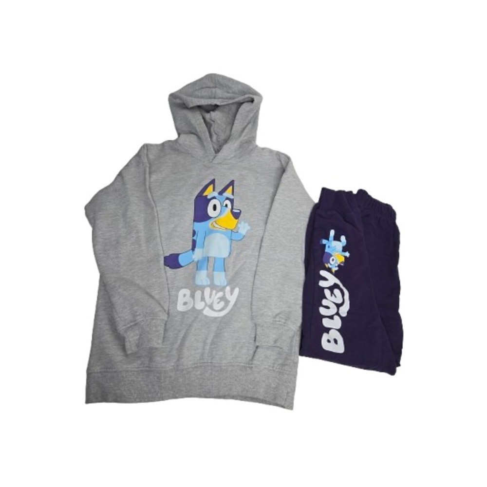 Bluey Sweatshirt Joggers Set Girls Boys 7/8 Long Sleeve Blue Gray Graphic Outfit